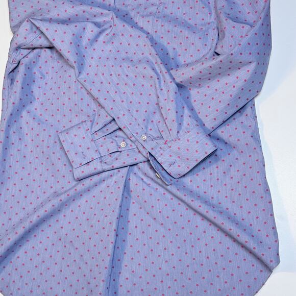 Talbots Women's Dress Shirt Non Iron Baby blue with red polka dot XS - Picture 5 of 9